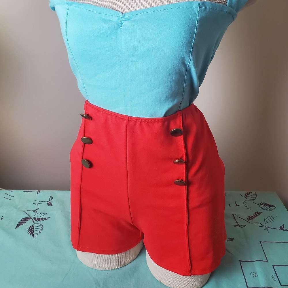 Pinup 1950s Style High Waist Women's Shorts